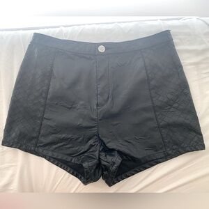 Black faux leather shorts